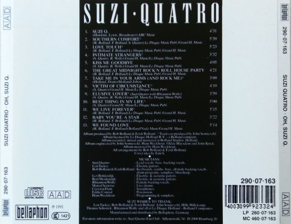 Suzi Quatro - Oh Suzi Q Album Rear Cover